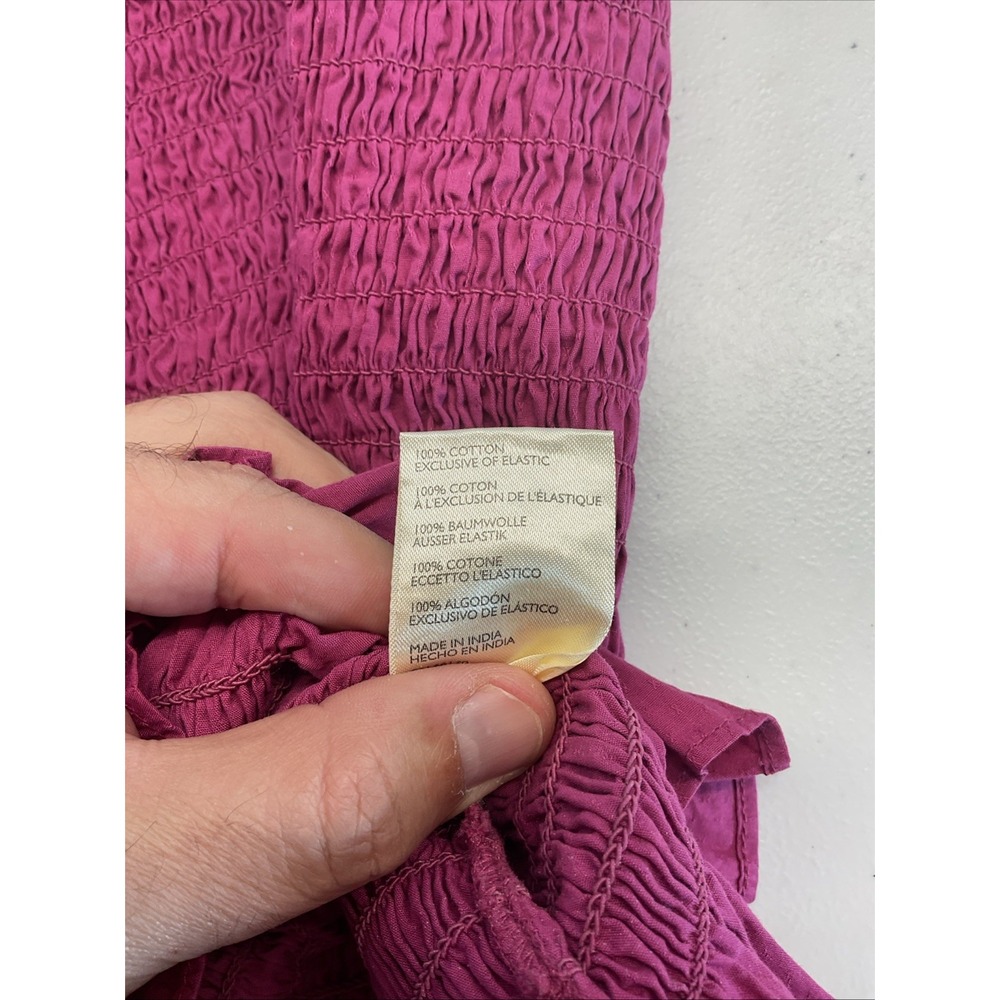 Anthropologie Size L Purple Smocked Ruffle Hem Stretch Cotton Mini Skirt - Picture 6 of 10